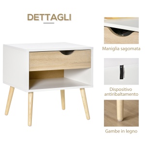 Noptiere Moderne cu Sertar și Raft, Design Modern și Funcțional, Ideal pentru Cameră de Dormit, Albastru - Img 6