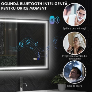 Oglindă Baie Antiaburire cu Lumină LED și Difuzor Bluetooth 50x70 cm - Img 5