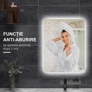 Oglindă de Baie cu Lumini LED Reglabile, Comutatoare Touch și Funcție Antiaburire, 70x50 cm - Img 7