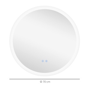 Oglindă de baie LED rotundă, 70x70cm, cu dezaburire, funcție memorie și 3 temperaturi de lumină reglabilă - Img 3