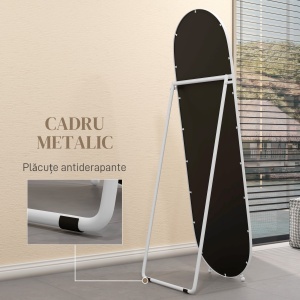 Oglindă Verticală de Podea cu Suport 40x41x159 cm Alb - Img 6