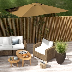 Ombrellone Giardino Rettangolare 3x2m a Manovella e Inclinabile Caffè - Img 8