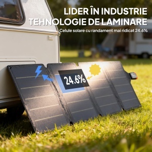 Panou Solar Pliabil 36W, Încărcător Solar Portabil cu Conector Type-C la USB-A, Alimentare pentru Exterior - Img 7