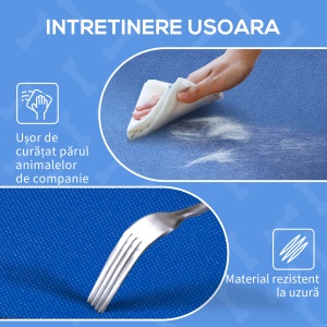 Pat Ridicat pentru Câini și Pisici cu Cadru Metalic, 76x61x18 cm, Albastru - Img 6