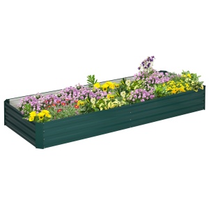 Pat Suport de Gradina Inaltat din Metal de Exterior, Suport pentru Plante, Flori si Ierburi, 241x90,5x30cm - Img 1