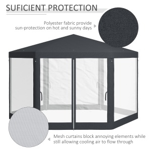 Pavilion 4x4 m de Gradina Hexagonal cu Pereti din Plasa - Img 4