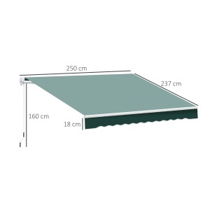 Perdea de Soare Rulanta Manuala de Perete Tesatura de Poliester 2.5 × 2m Verde - Img 3