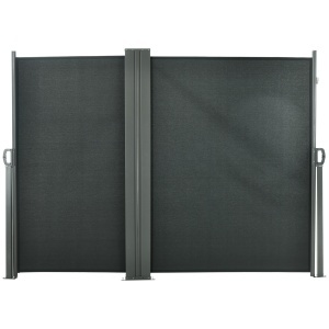 Perdea Laterală Retractabilă cu Mâner, Paravan din Metal și Poliester 180 g/m², Anti-UV, pentru Intimitate Exterior, pentru Balcon Grădină, 600x180 cm, Gri