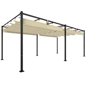 Pergolă de grădină cu acoperiș glisant UV50+ din metal, 5.7x2.95m, Bej