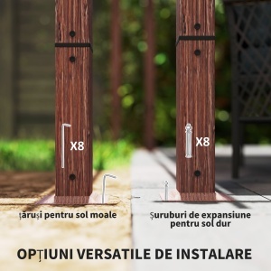 Pergolă de Grădină cu Acoperiș Retractabil și Cadru din Aluminiu cu Aspect de Lemn, 382x300x232 cm, Lemn Natural - Img 6