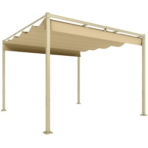 Pergolă de Grădină cu Acoperiș Retractabil și Sistem de Prindere Magnetic, 298x297x221 cm, Kaki - Img 1