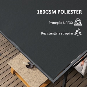 Pergolă de Grădină din Metal și Poliester, 238x238x235/194 cm, Gri Închis - Img 4
