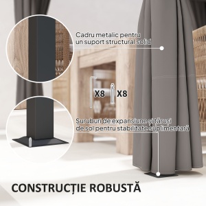 Pergolă Retractabilă 3x3 m, Foișor de Grădină cu Perdele, pentru Grătar, Terasă, Deck, Bej - Img 6