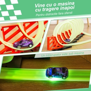 Pista pentru Masini cu Efecte Luminoase si Masina inclusa, pentru Copii de la 3-6 Ani, 86x67x21cm-Multicolora - Img 6