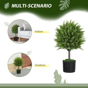 Plantă Artificială Cedru Rezistentă la Raze UV cu Ghiveci, Ø14,5x55 cm, Verde - Img 6