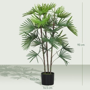 Plantă artificială de 90 cm din plastic verde cu ghiveci de Ø16.5x13.5 cm - Img 3