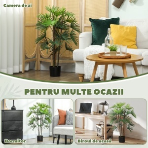 Plantă artificială de 90 cm din plastic verde cu ghiveci de Ø16.5x13.5 cm - Img 5