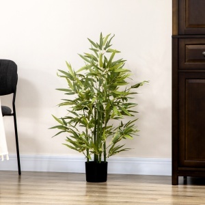 Plantă Artificială de Bambus Înaltă de 90 cm cu 504 Frunze din PEVA și PP Verde cu Ghiveci de Ciment Ø15x12.5 cm - Img 7