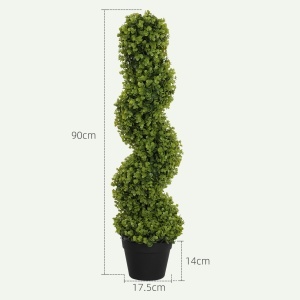 Plantă Artificială Eucalipt Spiralat cu Ghiveci Inclus Rezistent la Raze UV, Ø17,5x90 cm, Verde - Img 3
