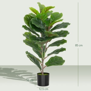 Plantă Artificială Ficus Lyrata Înaltă de 80 cm, Decorativă pentru Interior cu Ghiveci, Verde - Img 3
