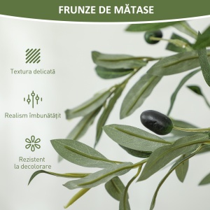 Plantă Artificială Măslin 150 cm cu 720 Frunze, 32 Măsline și Ghiveci - Img 5