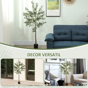 Plantă Artificială Măslin 150 cm cu 720 Frunze, 32 Măsline și Ghiveci - Img 8