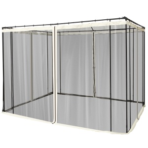 Plasa de Tantari pentru Corturi cu Perdele de Rezerva Universale cu Balamale, 302x207cm - Negru / Bej - Img 1