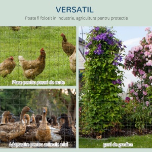 Plasa Metalica pentru Gradina Acoperita cu PVC pentru Garduri Exterioare, 500x91cm, Verde - Img 6
