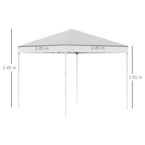 Pop Up Foisor 2,45 x 2,45 m rezistent la apa cu franghii si cuie de otel si tesatura Oxford alba - Img 3