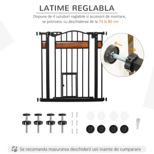 Portita pentru caini cu fixare prin apasare, extensibila 74-80 cm - Img 6