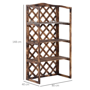 Raft Ghivece pentru Plante cu 3 Etajere din Lemn de Brad, 80x40x150 cm - Img 3