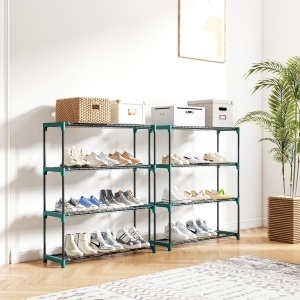 Raft pentru Plante pe 4 Niveluri, Set de 2 Suporturi pentru Plante, din Oțel cu Catarame pentru Montaj Ușor, Expunere Ghivece Grădină și Balcon, 90x28x104 cm - Img 8