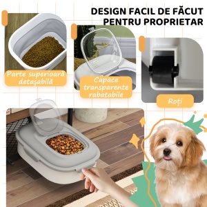 Recipient hrană câini, capacitate 5-25L, cu închidere ermetică și cutie de dezumidificare, din PP și TPE, 44x32x37 cm, gri - Img 7