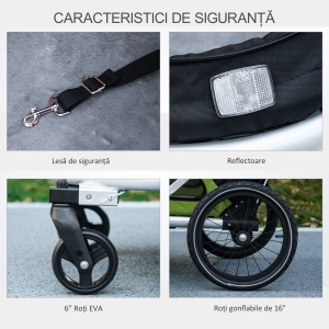 Remorca Bicicleta 2-in-1 – Carucior Caini Pliabil cu Cadru Aluminiu - Img 7