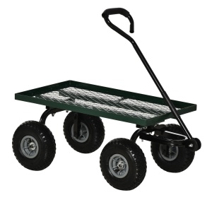 Roabă de Grădină cu Mâner și 4 Roți Mari, Capacitate 150 kg, 94x48,5x100 cm, Verde