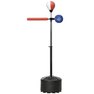 Sac de box de podea cu bară rotativă, speedball, din oțel, HDPE și PU, 80.5x48x163-205 cm