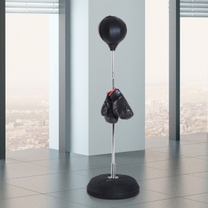 Sac de Box, Stand de Box cu Mănuși, Minge de Perforare, Minge de Box pentru Antrenament, 43x43x126-144 cm, Negru - Img 2
