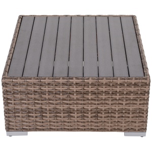 Salon de Gradina din Rattan din 7 Piese cu Masuta si Canapea Modulara cu Perne, Gri - Img 8