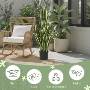 Sansevieria Artificială cu Ghiveci pentru Interior și Exterior cu 21 de Frunze Ajustabile, Ø20x90 cm - Img 5