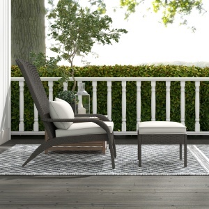 Scaun Adirondack cu taburet din rachita pentru terasa, S - Img 7