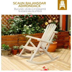 Scaun Balansoar de Gradina Stil Adirondack din Lemn, 66x96x98 cm - Img 6
