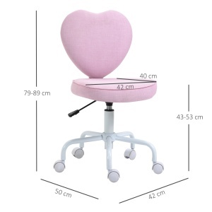 Scaun Birou Copii – Forma Inima, 5 Roti & Suport Rotativ - Img 3