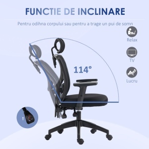 Scaun Birou Ergonomic – Reglabil, Suport Lombar & Tetiera - Img 6