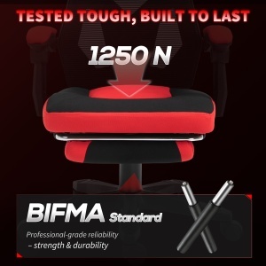 Scaun de Birou Ergonomic și Reclinabil cu Suport pentru Picioare Negru și Roșu - Img 7