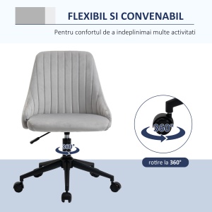 scaun de birou reglabil, catifea, 50x58x77-85cm, gri - Img 6
