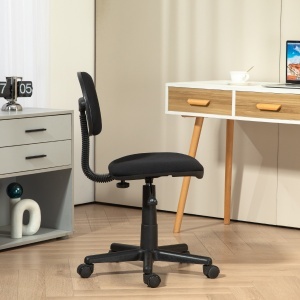 Scaun de Birou Rotativ cu Înălțime Reglabilă din Material Elastic, Negru - Img 7