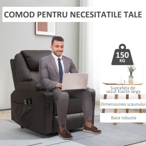 Scaun Electric Ridicare Seniori Piele PU cu Masaj & Telecomanda - Img 7