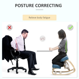 Scaun Ergonomic cu Suport pentru Genunchi din Lemn de Mesteacăn, 51x69x58 cm, Albastru - Img 4