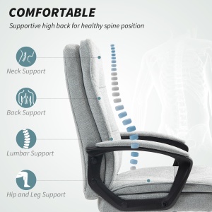 Scaun Ergonomic de Birou cu Spatar inalt Gri - Img 4
