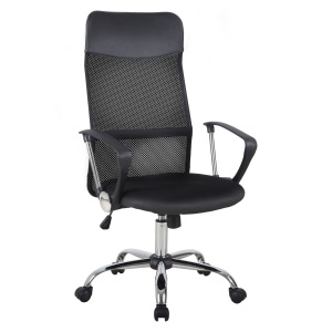 scaun ergonomic de birou, insertie plasa, negru - Img 1